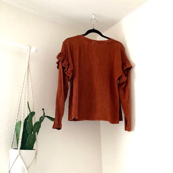 Rust Ruffle Sleeve Tee - Picture 2 of 2